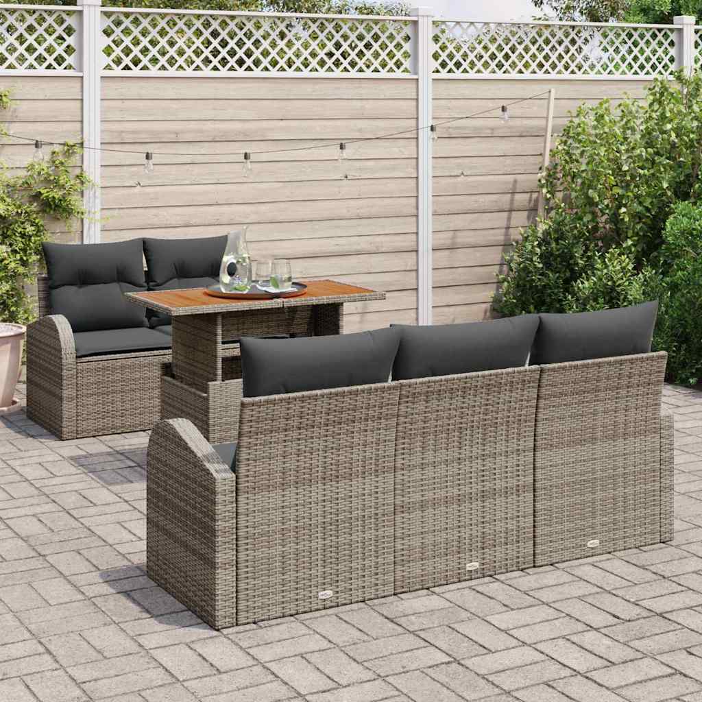 vidaXL Zestaw Sof na Ogród z przechowywaniem 6 pcs Szary Polirattan