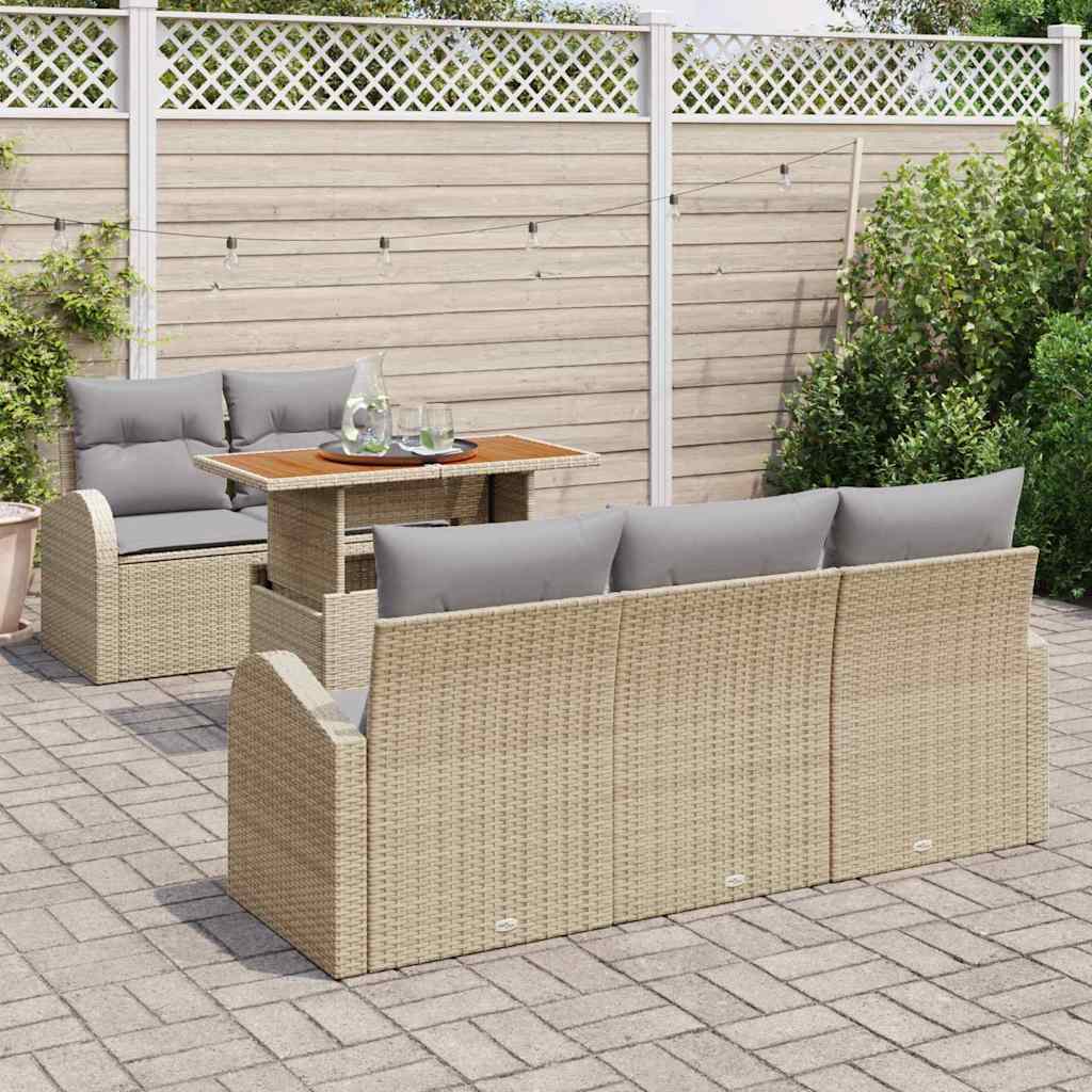 vidaXL Zestaw Sof na Ogród z przechowywaniem 6 pcs Beżowy Polirattan
