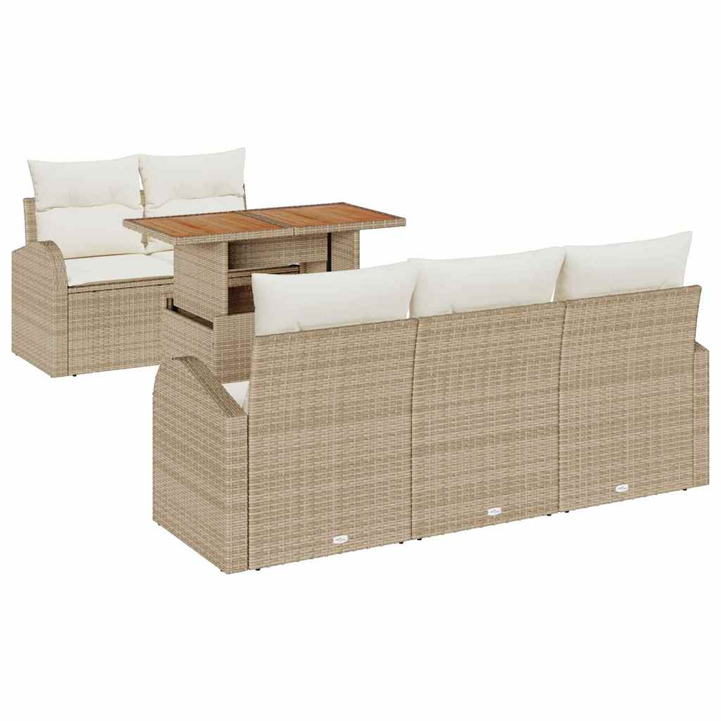vidaXL Zestaw Sof na Ogród z przechowywaniem 6 pcs Beżowy Polirattan