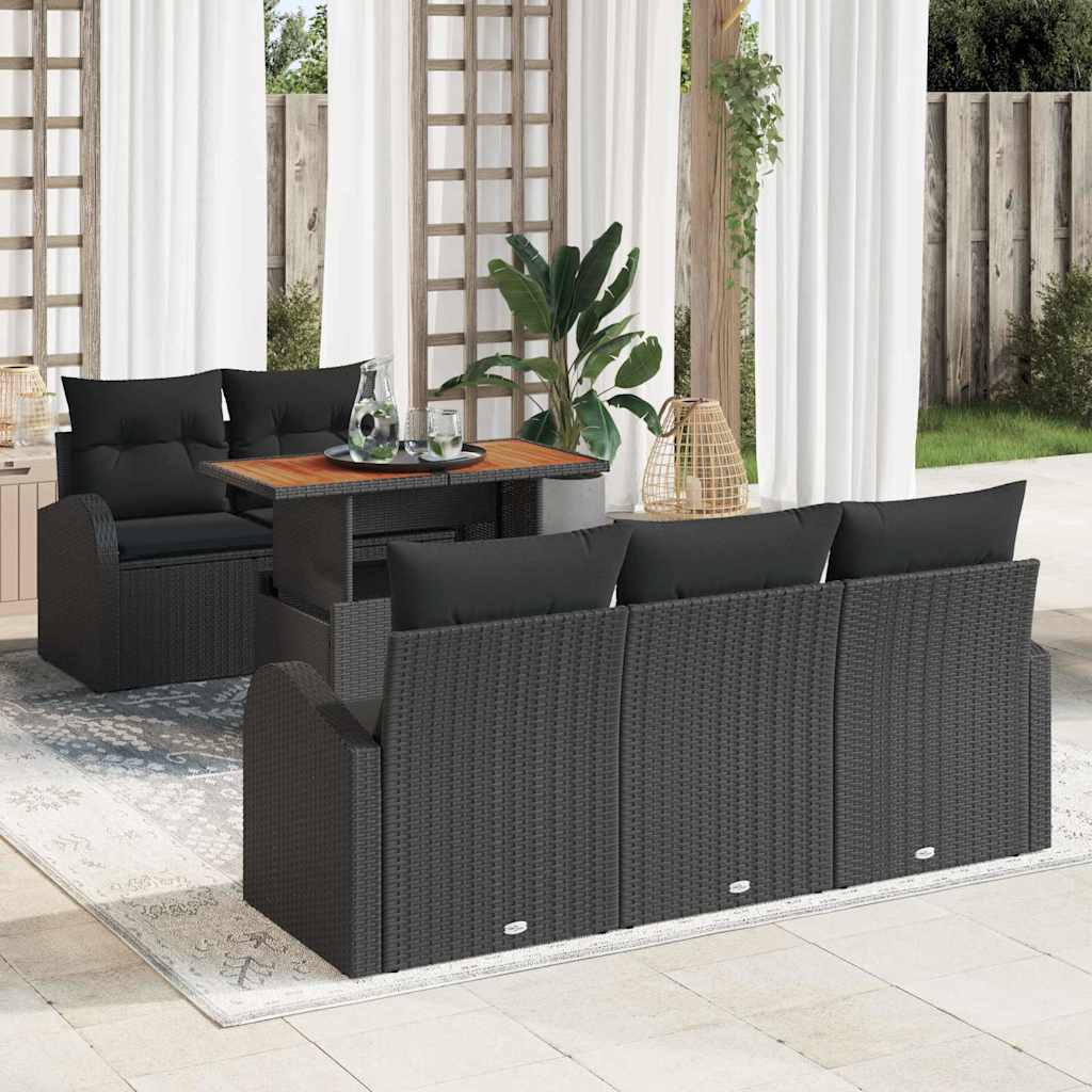 vidaXL Zestaw Sof na Ogród z przechowywaniem 6 pcs Czarny Polirattan