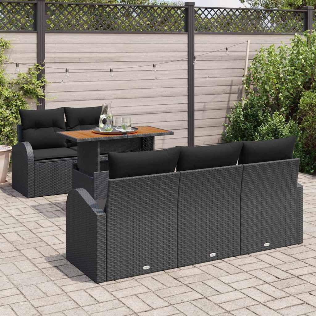 vidaXL Zestaw Sof na Ogród z przechowywaniem 6 pcs Czarny Polirattan