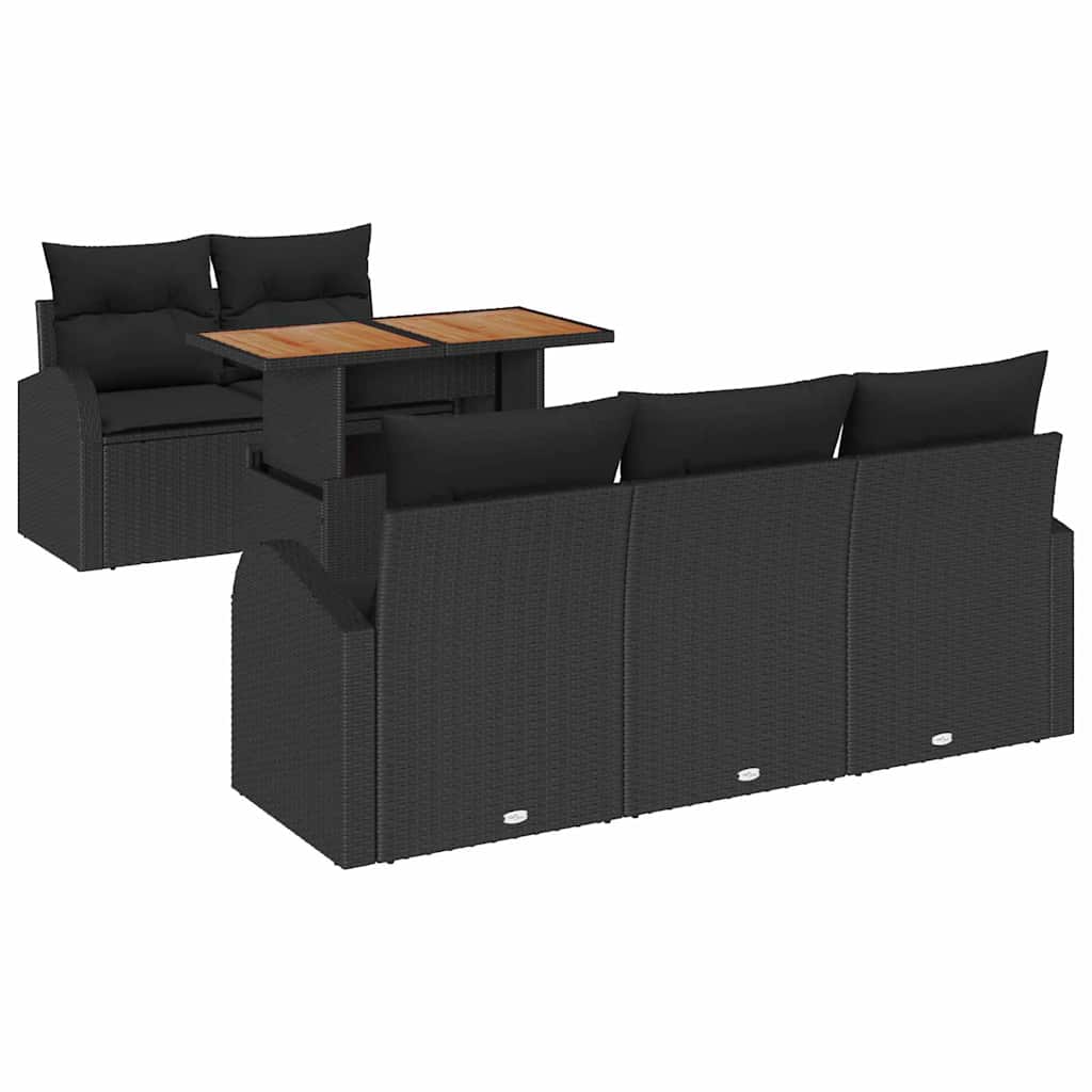 vidaXL Zestaw Sof na Ogród z przechowywaniem 6 pcs Czarny Polirattan