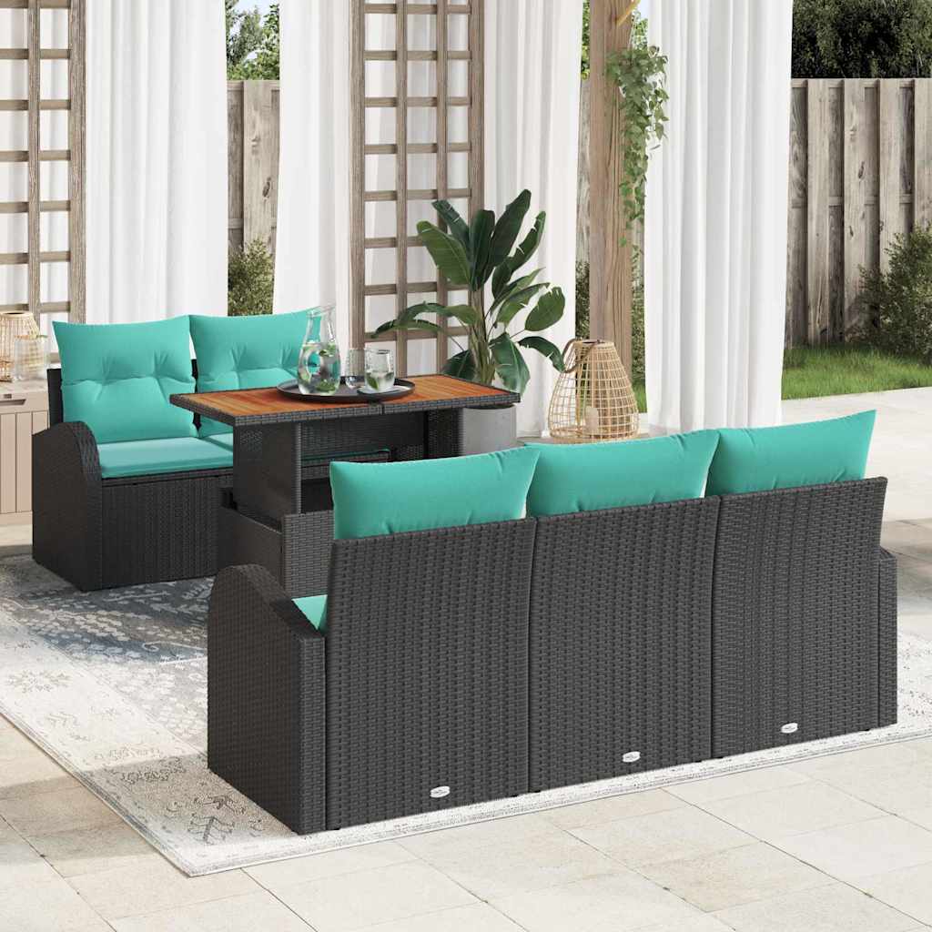 vidaXL Zestaw Sof na Ogród z przechowywaniem 6 pcs Czarny Polirattan