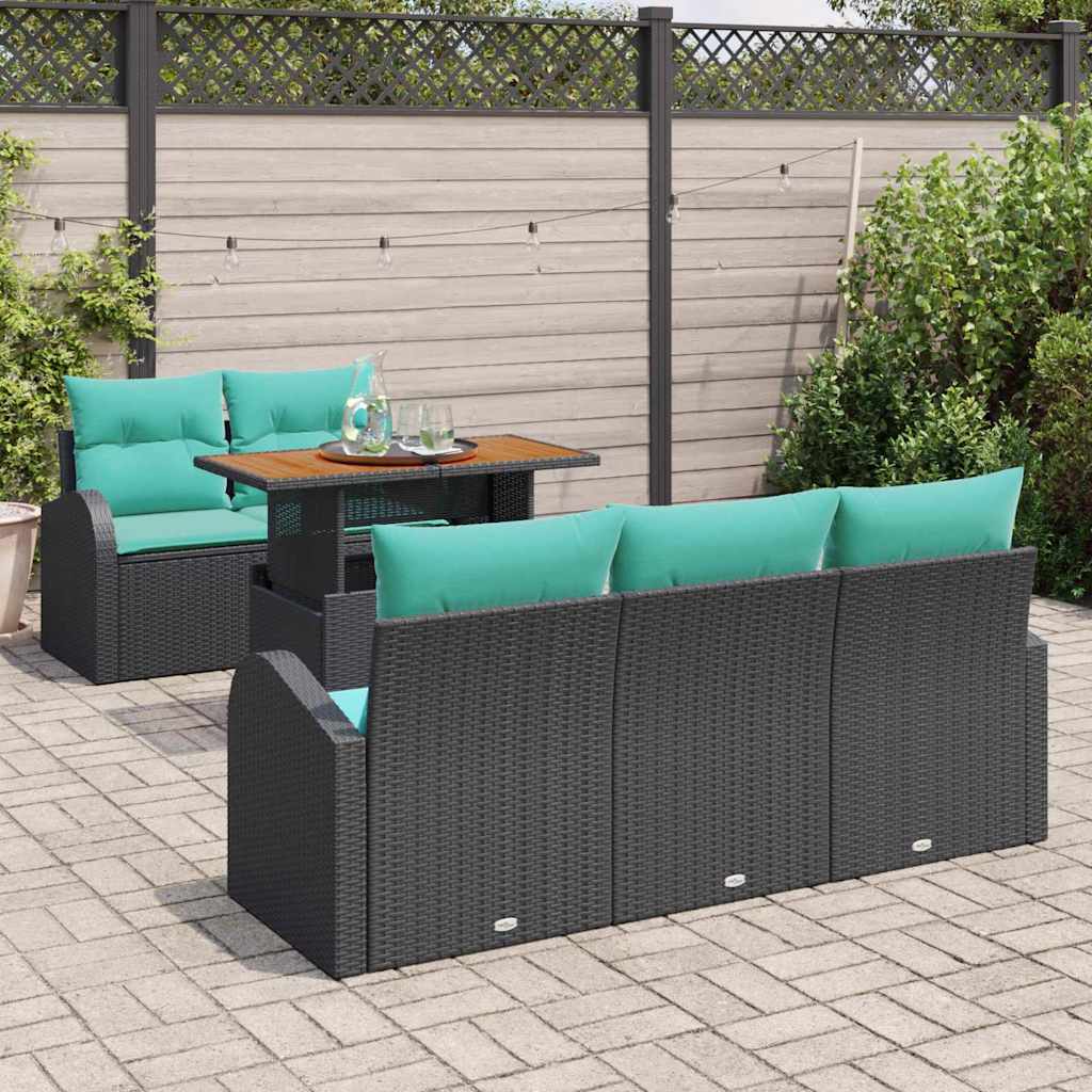 vidaXL Zestaw Sof na Ogród z przechowywaniem 6 pcs Czarny Polirattan
