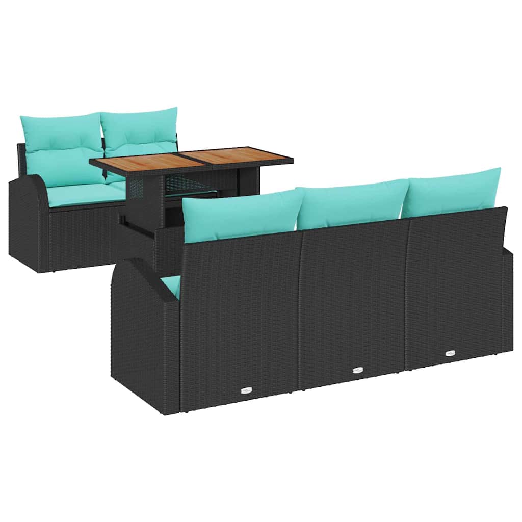 vidaXL Zestaw Sof na Ogród z przechowywaniem 6 pcs Czarny Polirattan