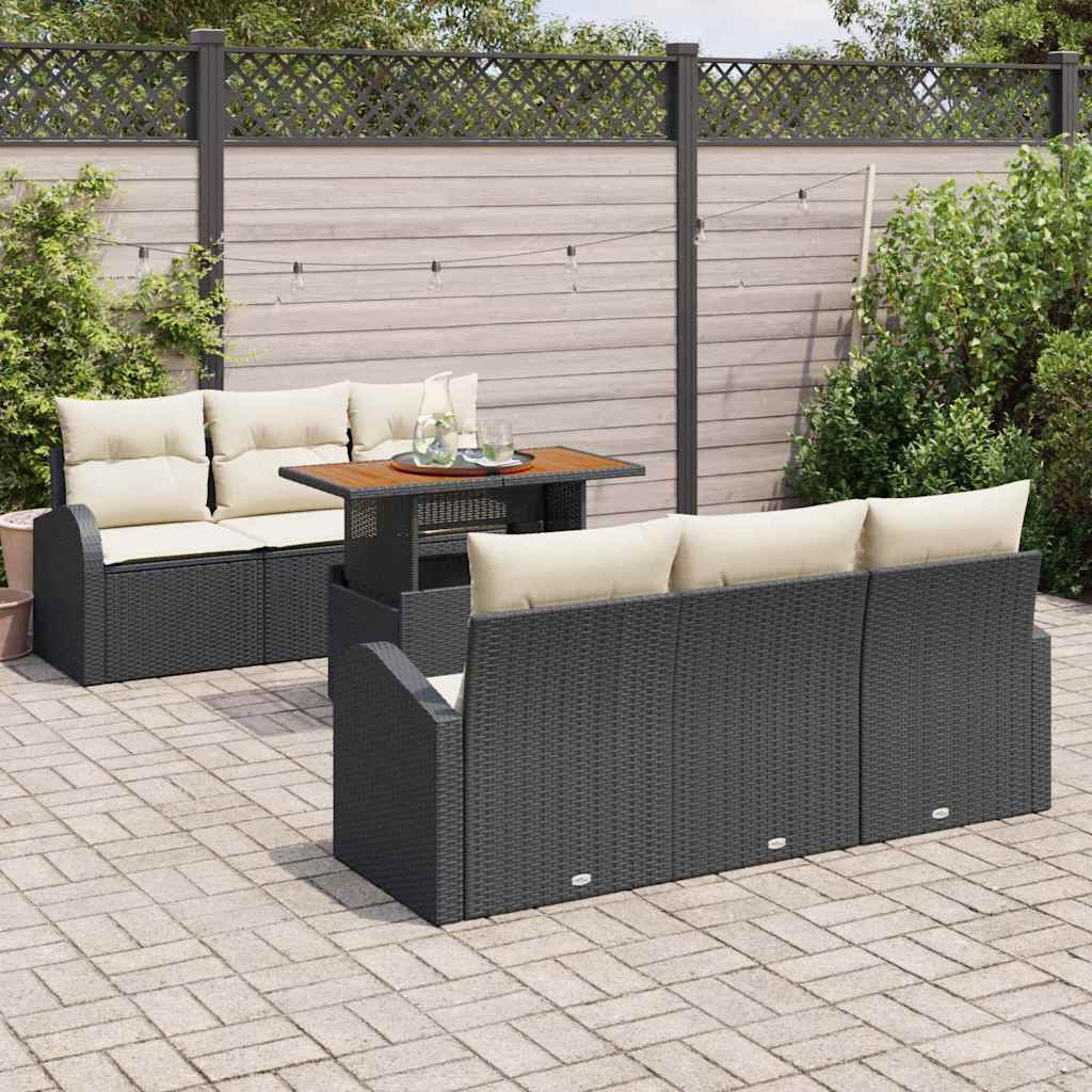 vidaXL Zestaw Sof na Ogród z przechowywaniem 7 pcs Czarny Polirattan