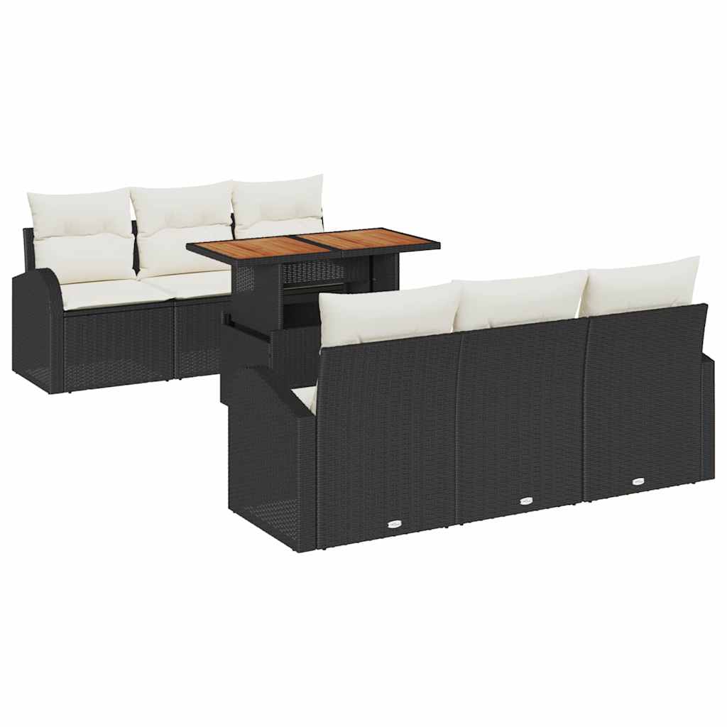 vidaXL Zestaw Sof na Ogród z przechowywaniem 7 pcs Czarny Polirattan