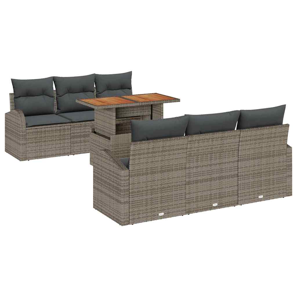 vidaXL Zestaw Sof na Ogród z przechowywaniem 7 pcs Szary Polirattan