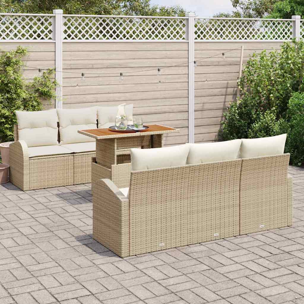 vidaXL Zestaw Sof na Ogród z przechowywaniem 7 pcs Beżowy Polirattan