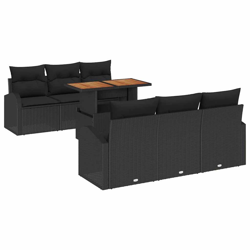vidaXL Zestaw Sof na Ogród z przechowywaniem 7 pcs Czarny Polirattan