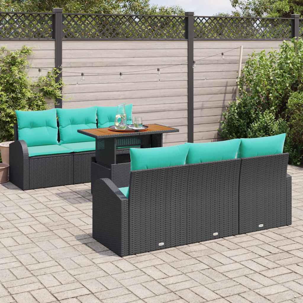vidaXL Zestaw Sof na Ogród z przechowywaniem 7 pcs Czarny Polirattan