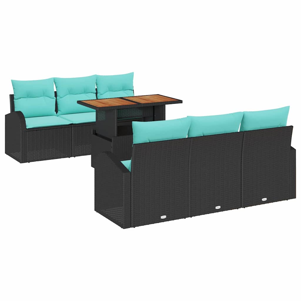 vidaXL Zestaw Sof na Ogród z przechowywaniem 7 pcs Czarny Polirattan