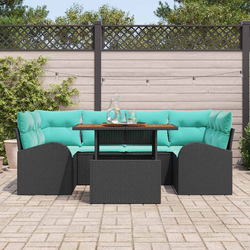 vidaXL Zestaw Sof na Ogród z przechowywaniem 7 pcs Czarny Polirattan
