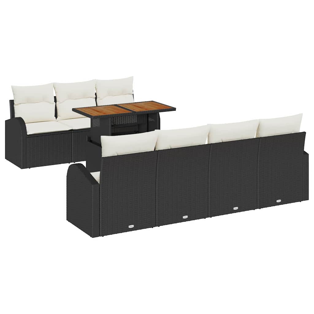 vidaXL Zestaw Sof na Ogród z przechowywaniem 8 pcs Czarny Polirattan