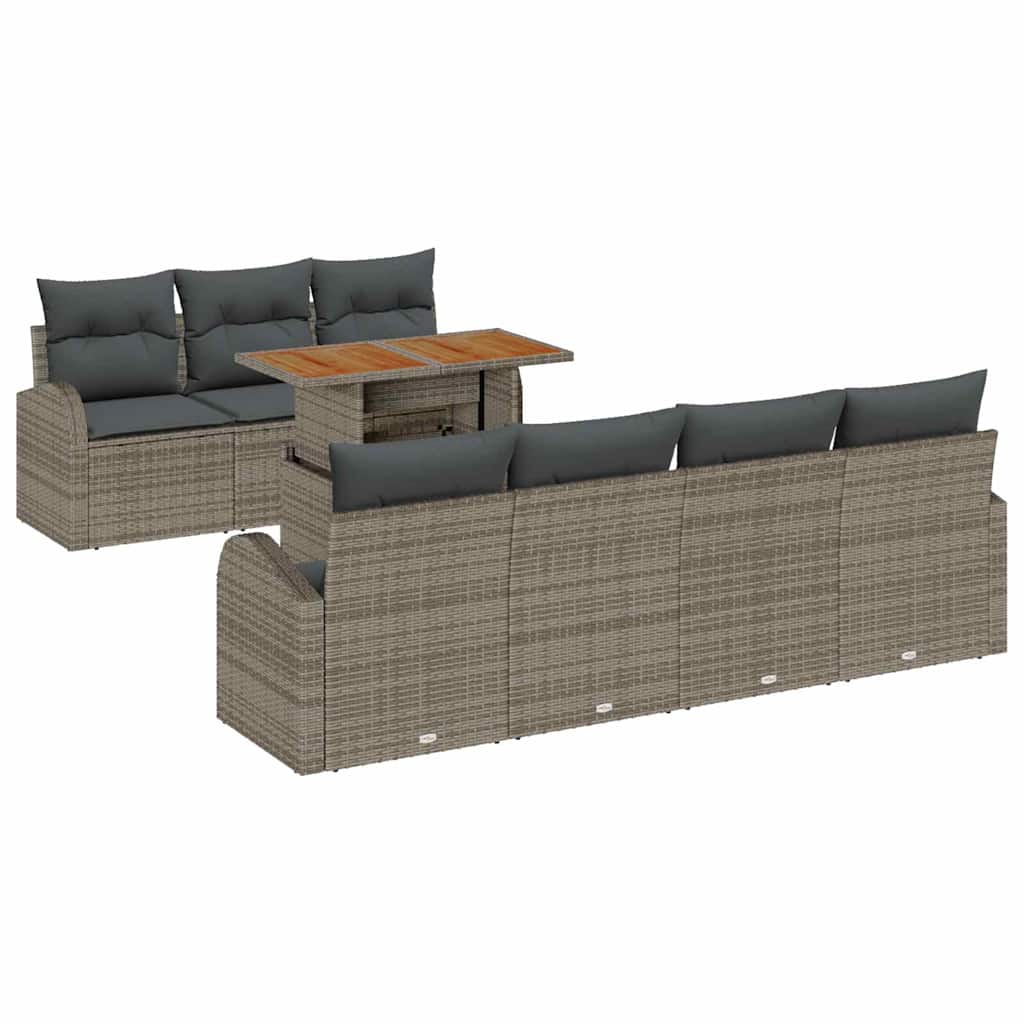 vidaXL Zestaw Sof na Ogród z przechowywaniem 8 pcs Szary Polirattan