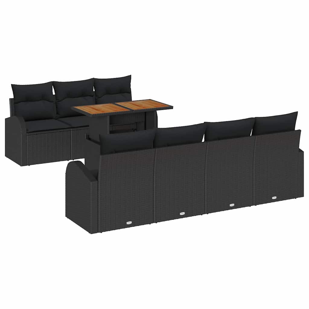 vidaXL Zestaw Sof na Ogród z przechowywaniem 8 pcs Czarny Polirattan