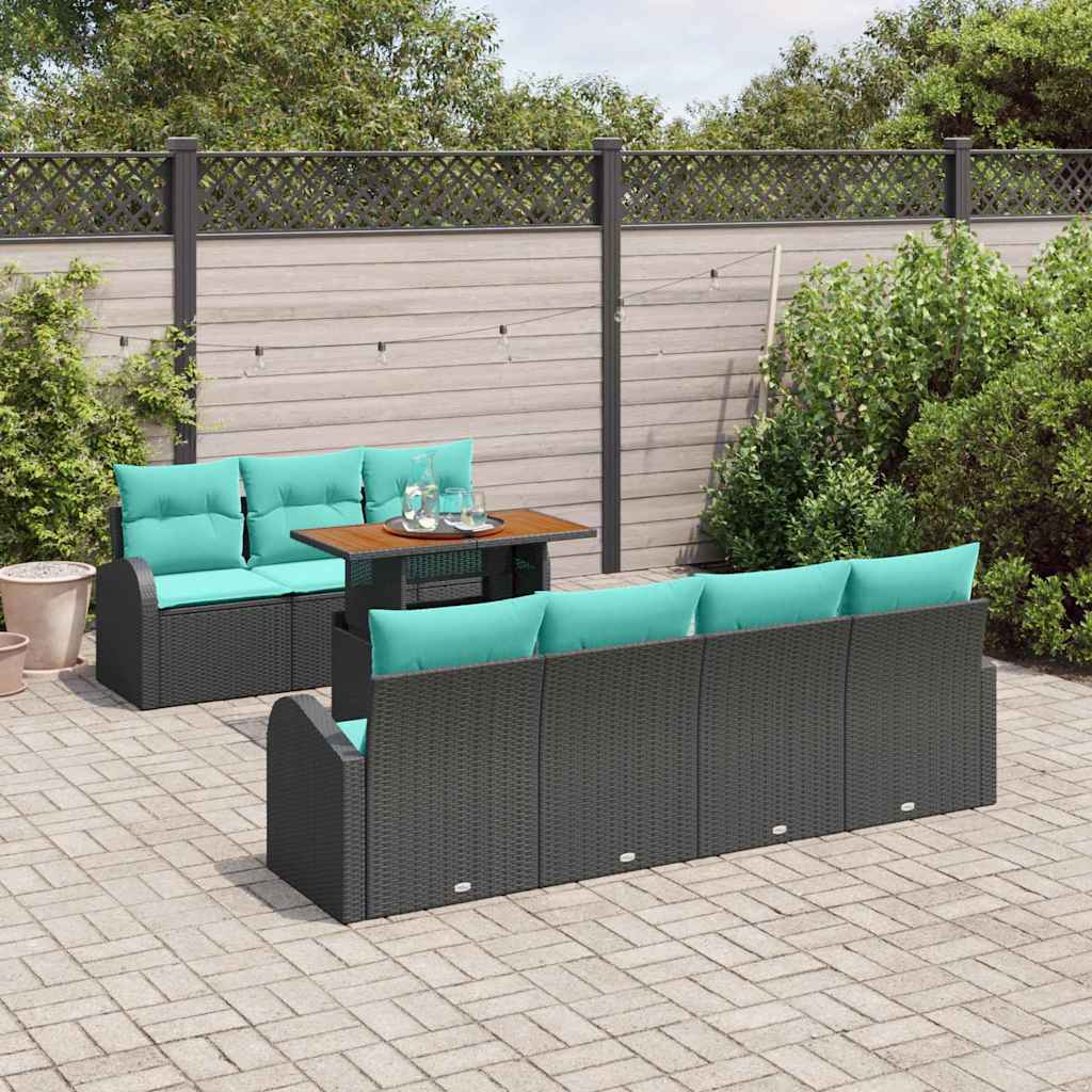 vidaXL Zestaw Sof na Ogród z przechowywaniem 8 pcs Czarny Polirattan