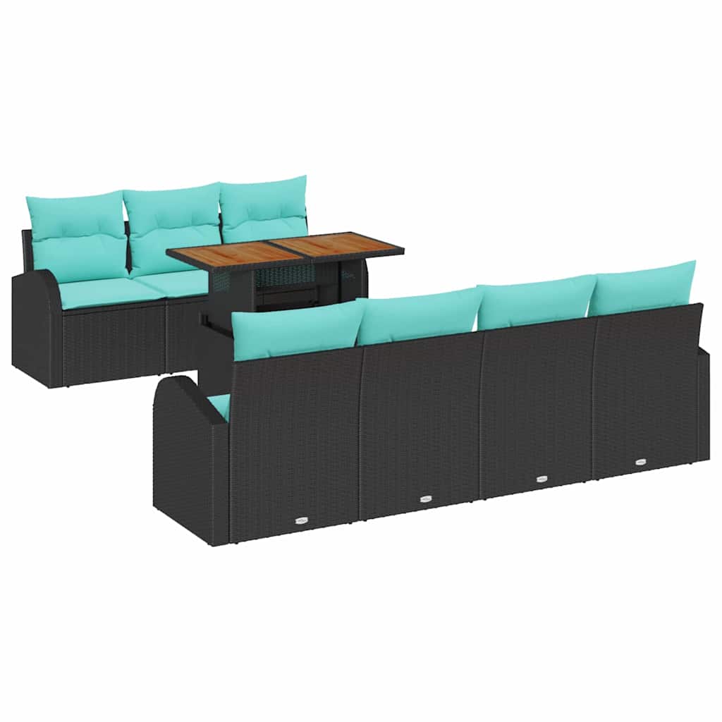 vidaXL Zestaw Sof na Ogród z przechowywaniem 8 pcs Czarny Polirattan