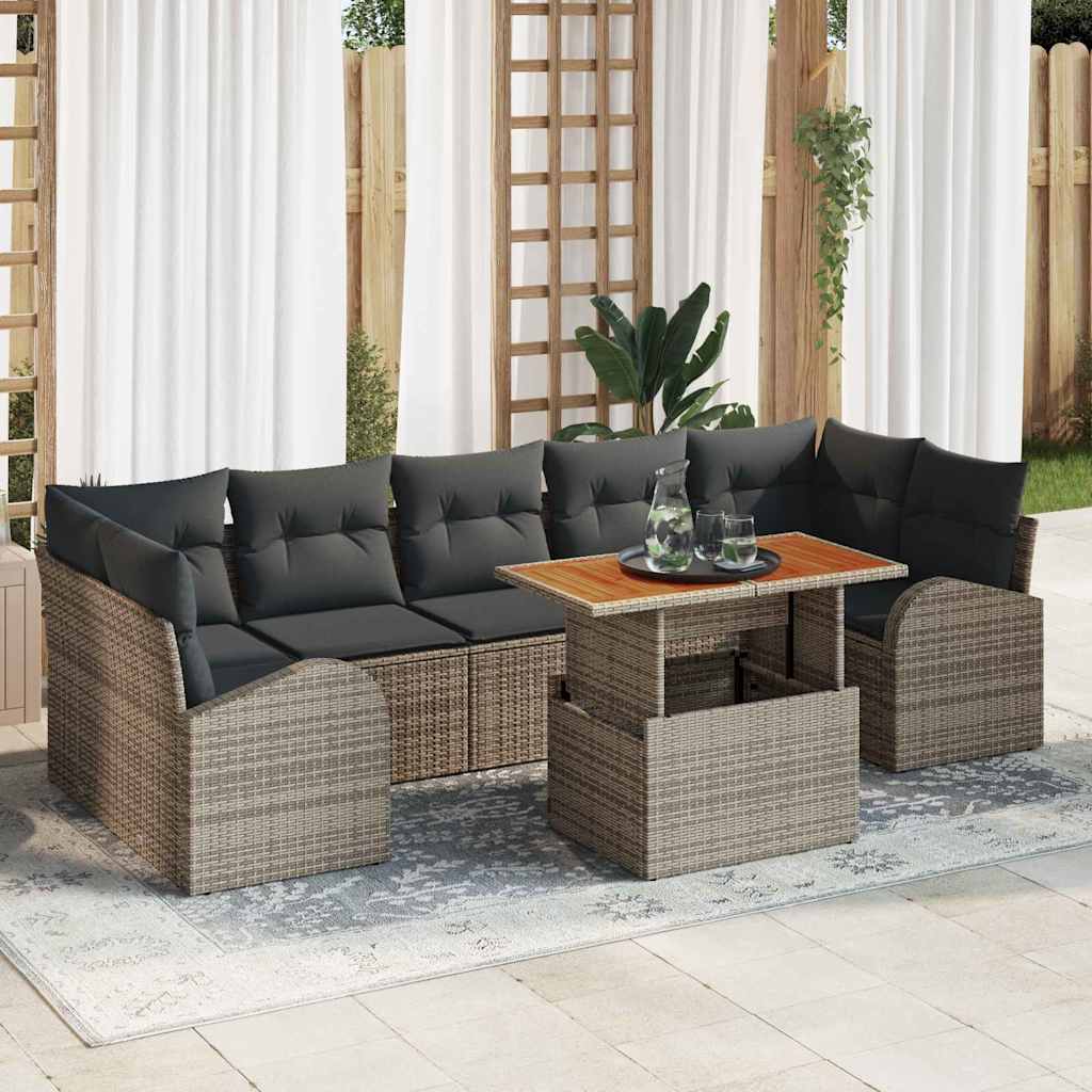 vidaXL Zestaw Sof na Ogród z przechowywaniem 8 pcs Szary Polirattan