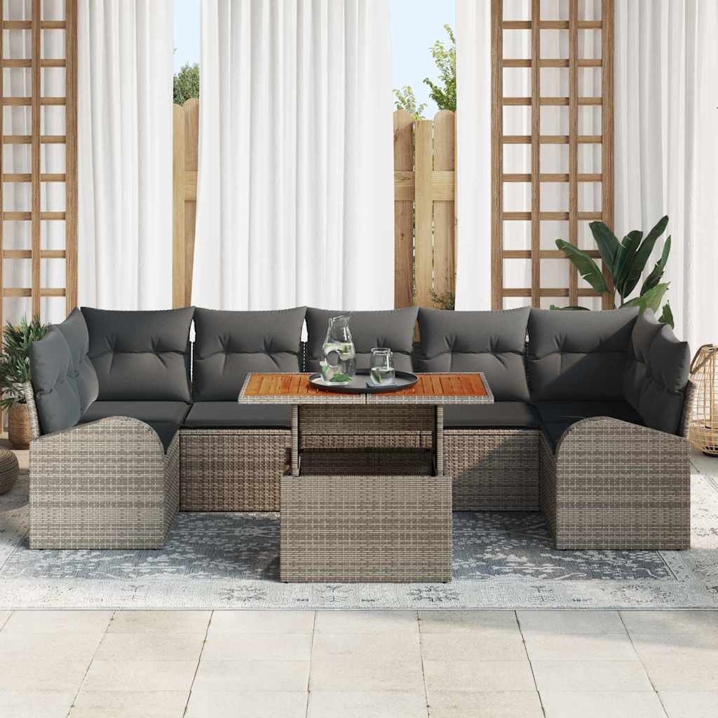 vidaXL Zestaw Sof na Ogród z przechowywaniem 8 pcs Szary Polirattan
