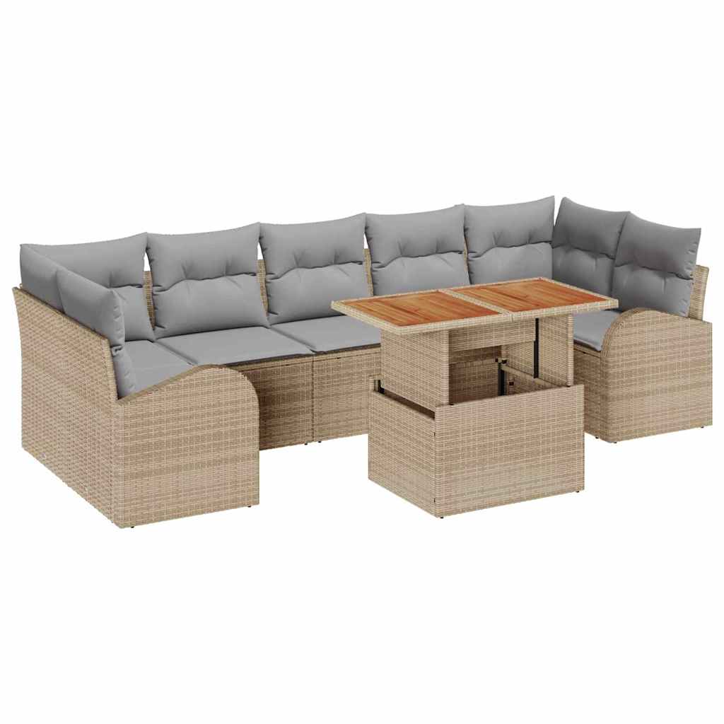 vidaXL Zestaw Sof na Ogród z przechowywaniem 8 pcs Beżowy Polirattan
