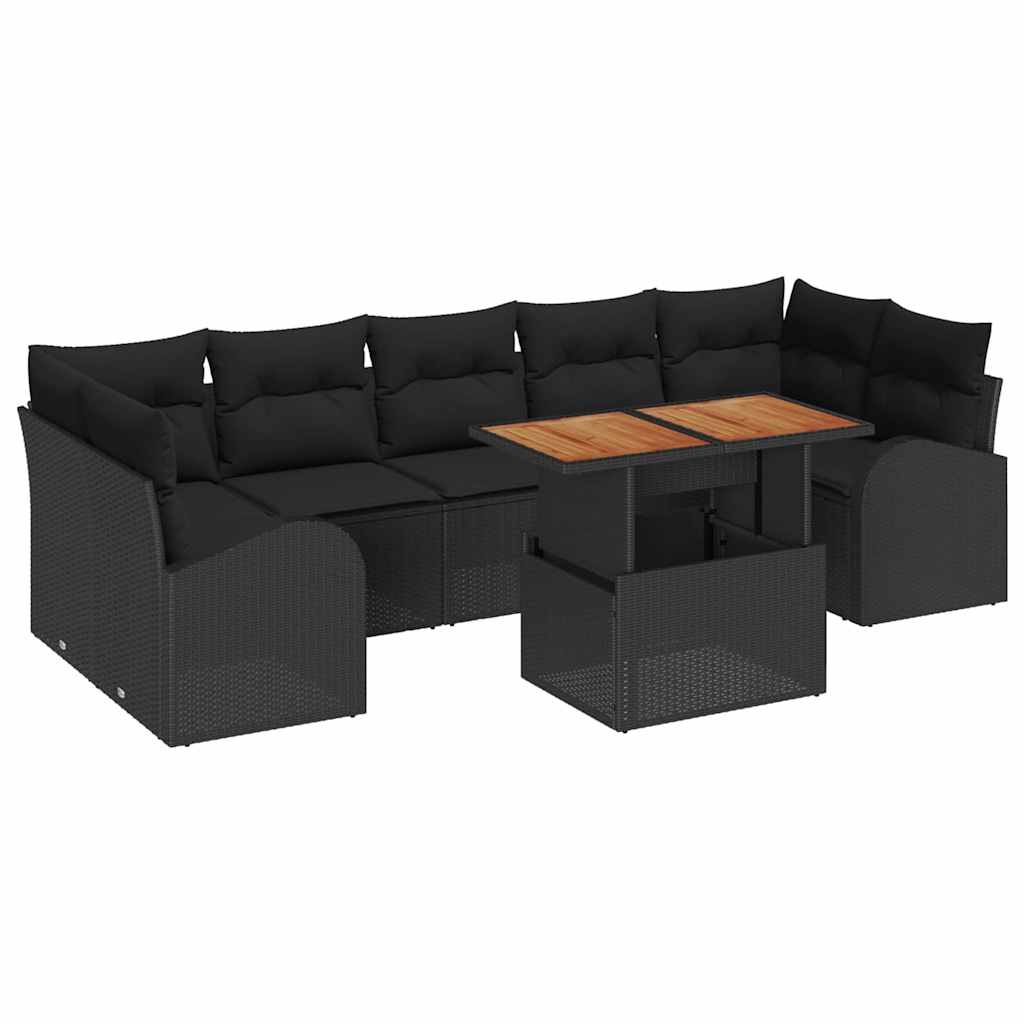 vidaXL Zestaw Sof na Ogród z przechowywaniem 8 pcs Czarny Polirattan