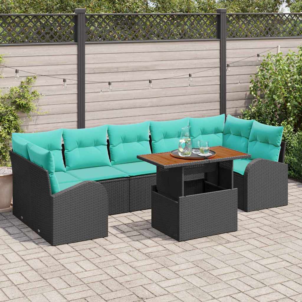 vidaXL Zestaw Sof na Ogród z przechowywaniem 8 pcs Czarny Polirattan