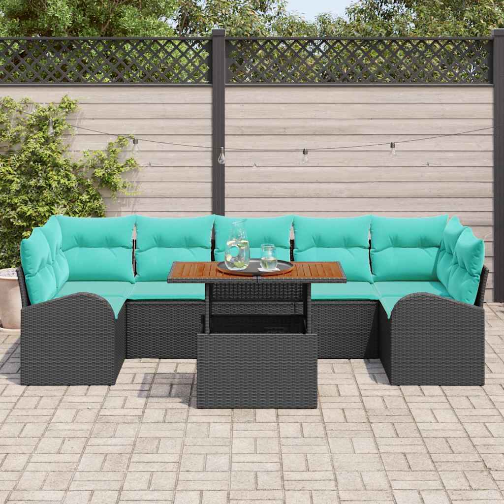 vidaXL Zestaw Sof na Ogród z przechowywaniem 8 pcs Czarny Polirattan