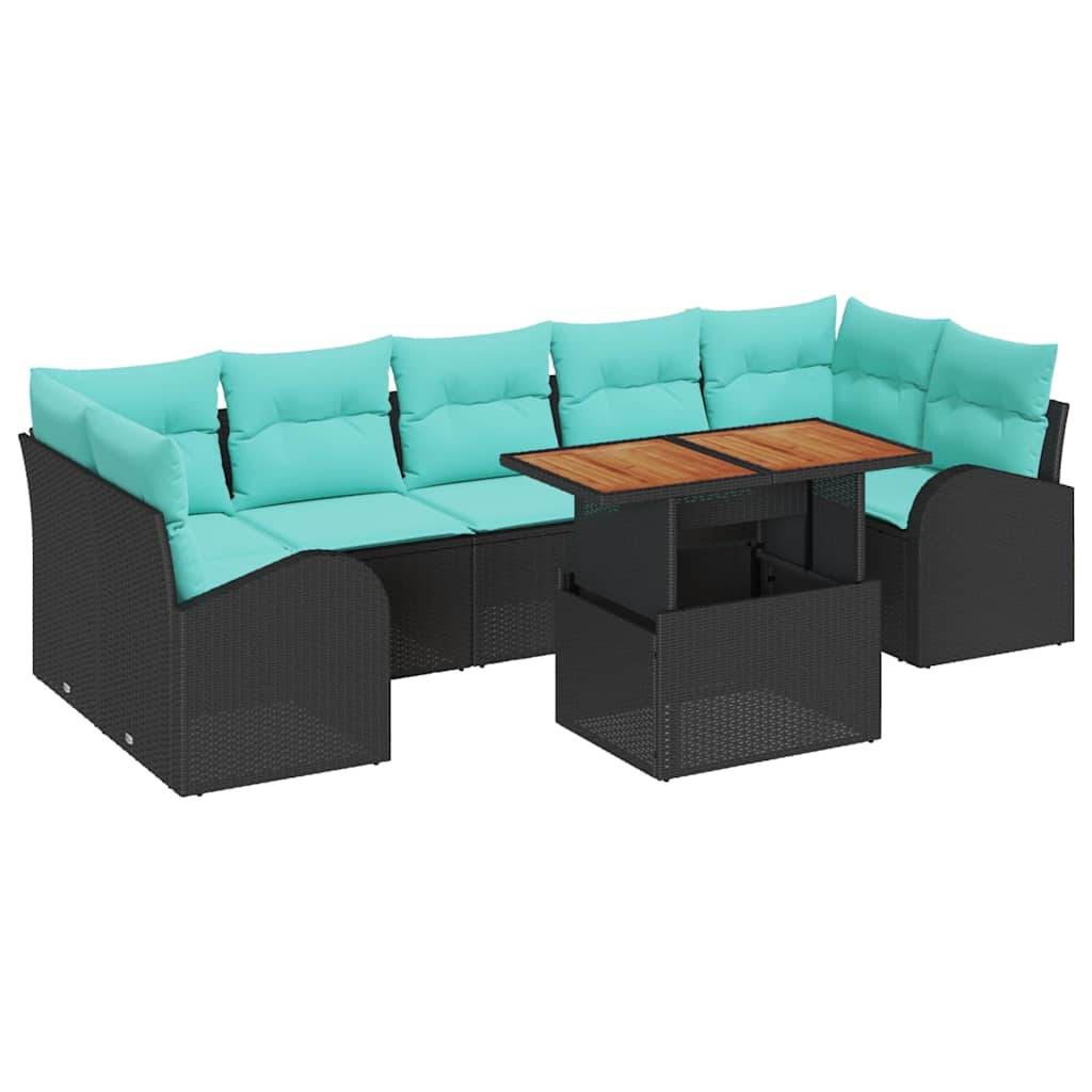 vidaXL Zestaw Sof na Ogród z przechowywaniem 8 pcs Czarny Polirattan