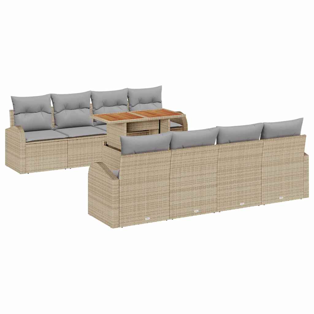 vidaXL Zestaw Sof na Ogród z przechowywaniem 9 pcs Beżowy Polirattan