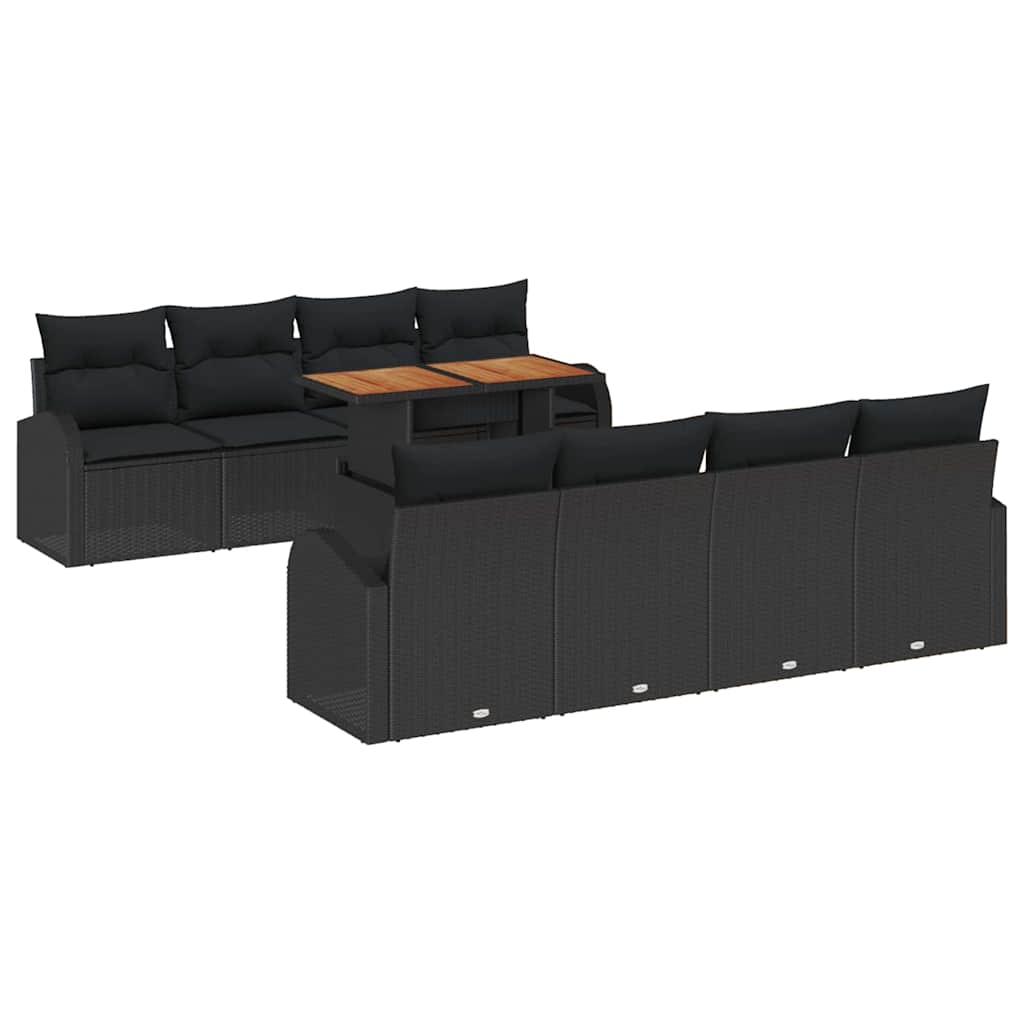 vidaXL Zestaw Sof na Ogród z przechowywaniem 9 pcs Czarny Polirattan