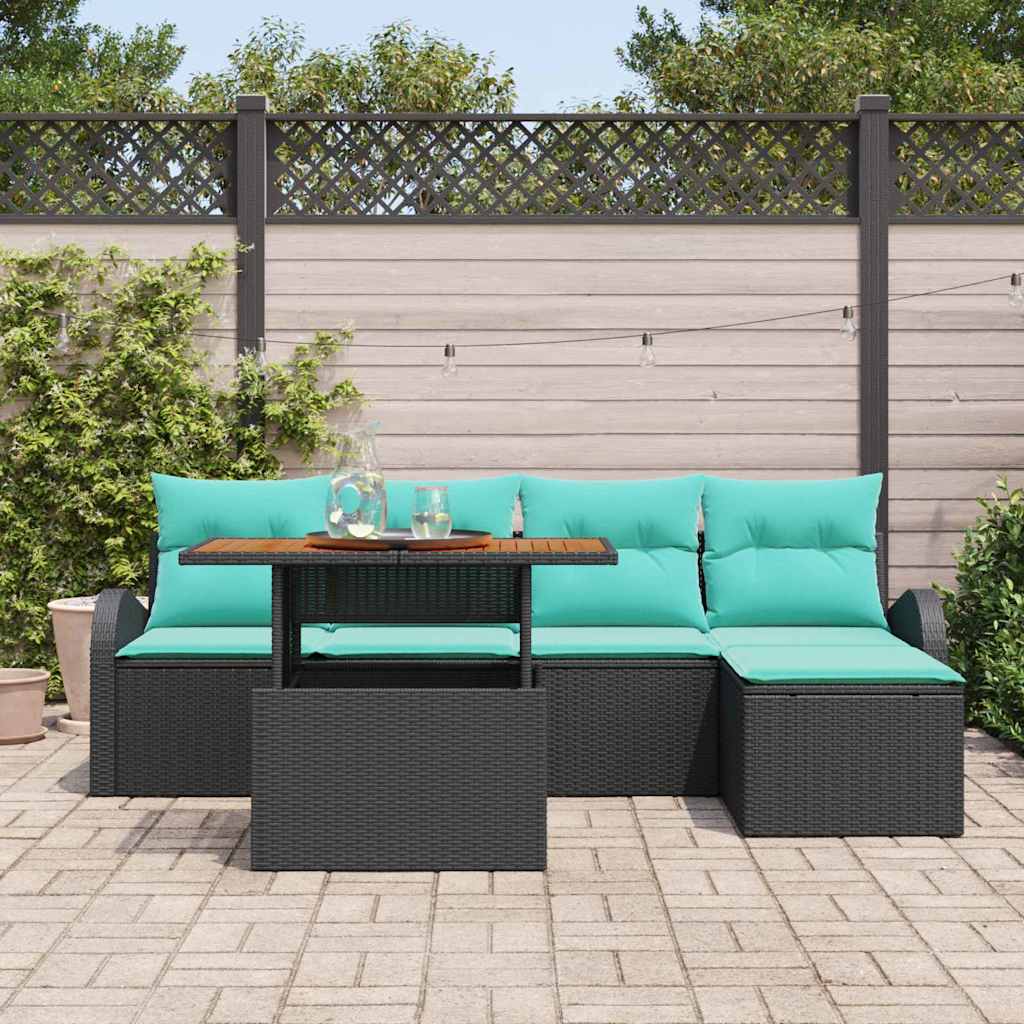vidaXL Zestaw Sof na Ogród z przechowywaniem 6 pcs Czarny Polirattan