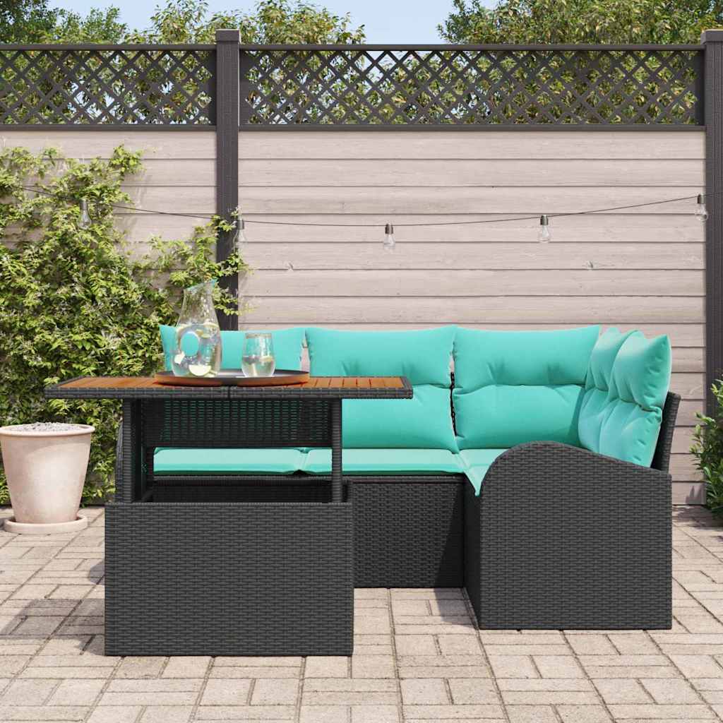 vidaXL Zestaw Sof na Ogród z przechowywaniem 5 pcs Czarny Polirattan