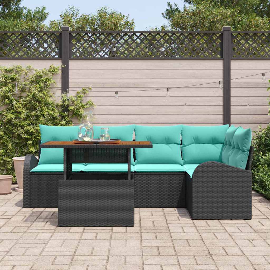 vidaXL Zestaw Sof na Ogród z przechowywaniem 6 pcs Czarny Polirattan