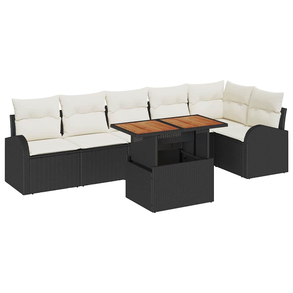 vidaXL Zestaw Sof na Ogród z przechowywaniem 7 pcs Czarny Polirattan