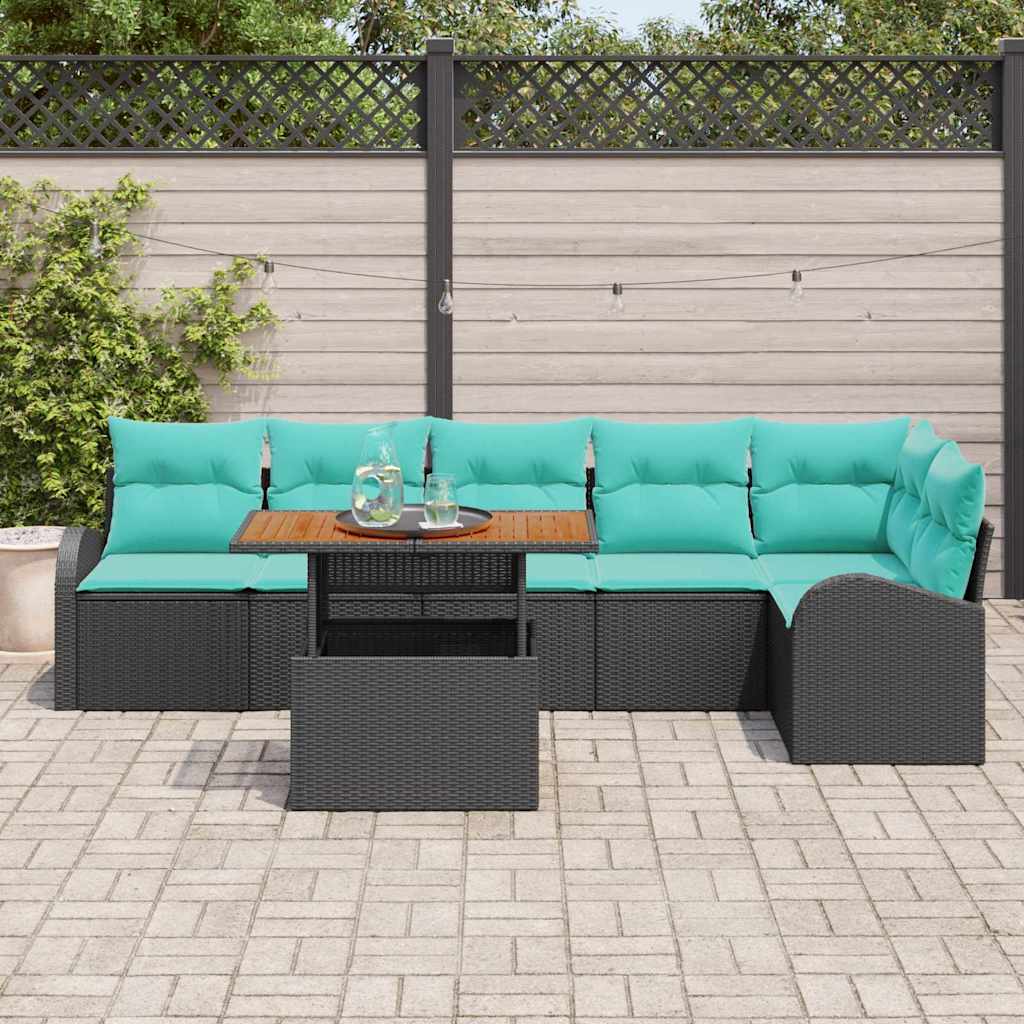 vidaXL Zestaw Sof na Ogród z przechowywaniem 7 pcs Czarny Polirattan