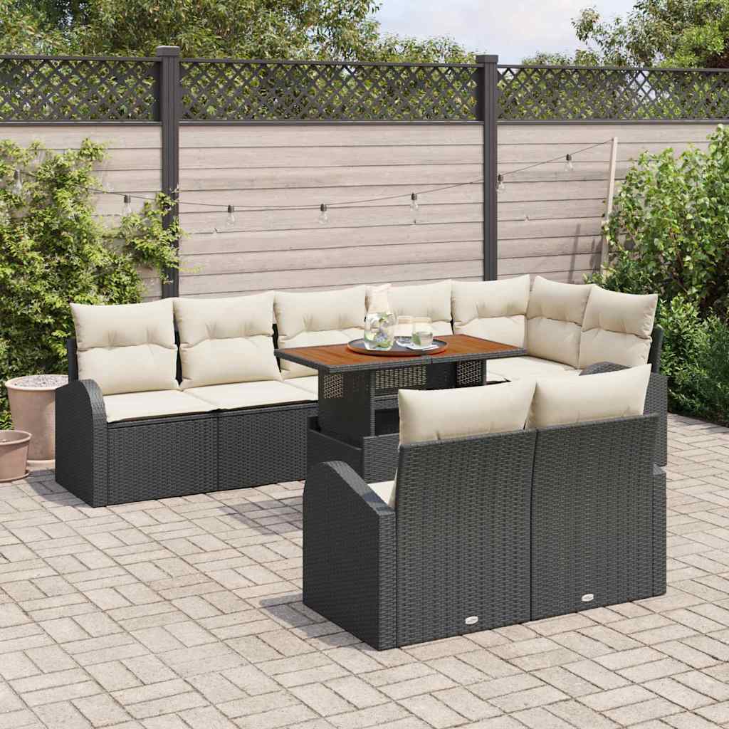 vidaXL Zestaw Sof na Ogród z przechowywaniem 9 pcs Czarny Polirattan
