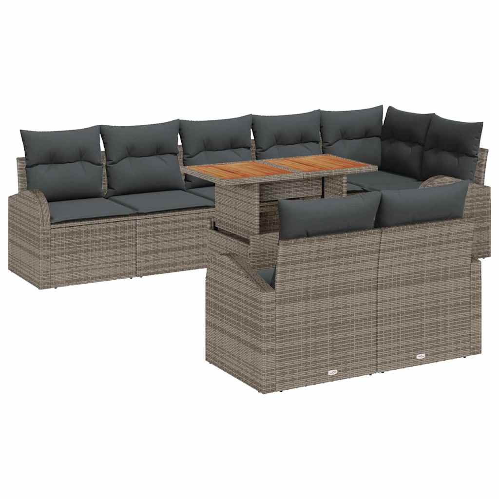 vidaXL Zestaw Sof na Ogród z przechowywaniem 9 pcs Szary Polirattan