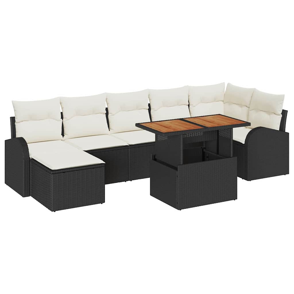 vidaXL Zestaw Sof na Ogród z przechowywaniem 8 pcs Czarny Polirattan