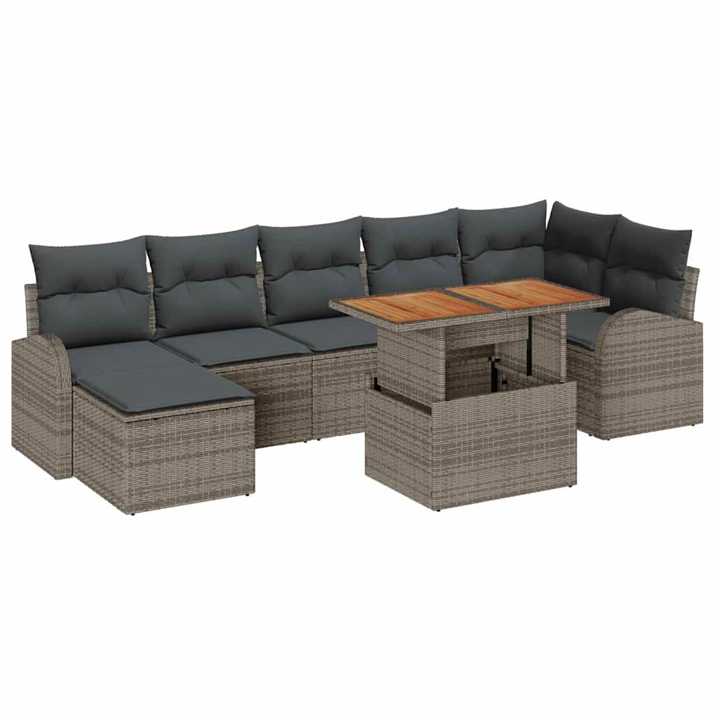 vidaXL Zestaw Sof na Ogród z przechowywaniem 8 pcs Szary Polirattan