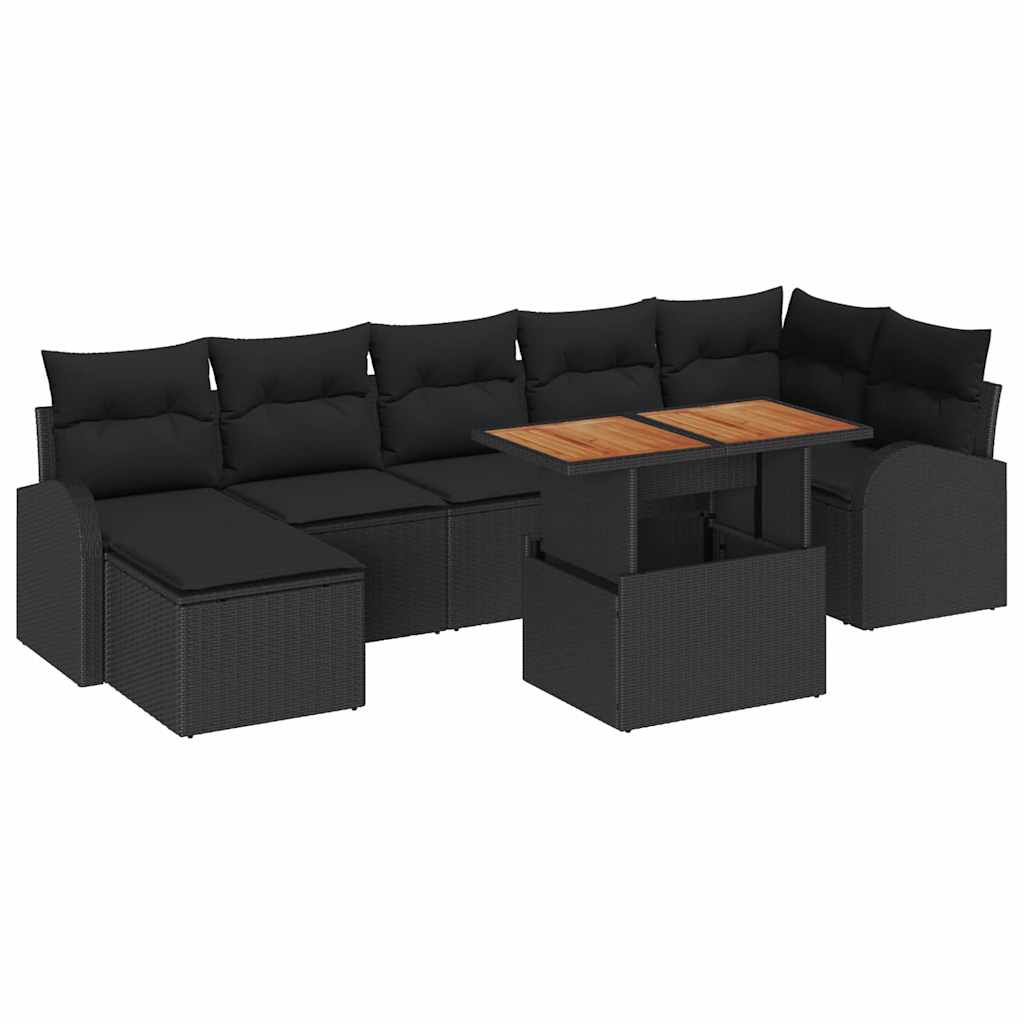 vidaXL Zestaw Sof na Ogród z przechowywaniem 8 pcs Czarny Polirattan