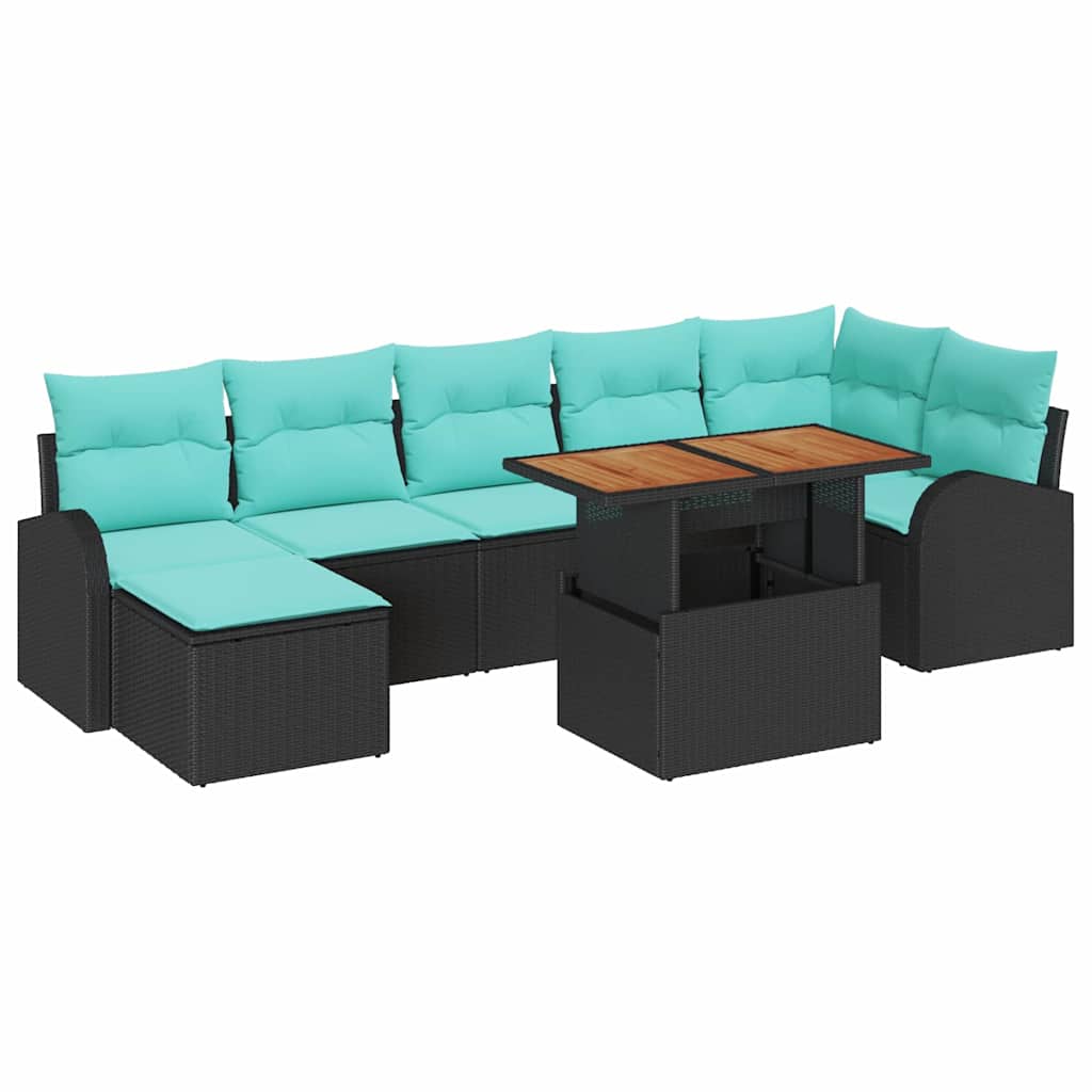 vidaXL Zestaw Sof na Ogród 8 pcs Czarny Polirattan