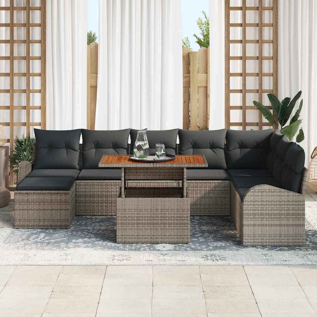 vidaXL Zestaw Sof na Ogród z przechowywaniem 9 pcs Szary Polirattan