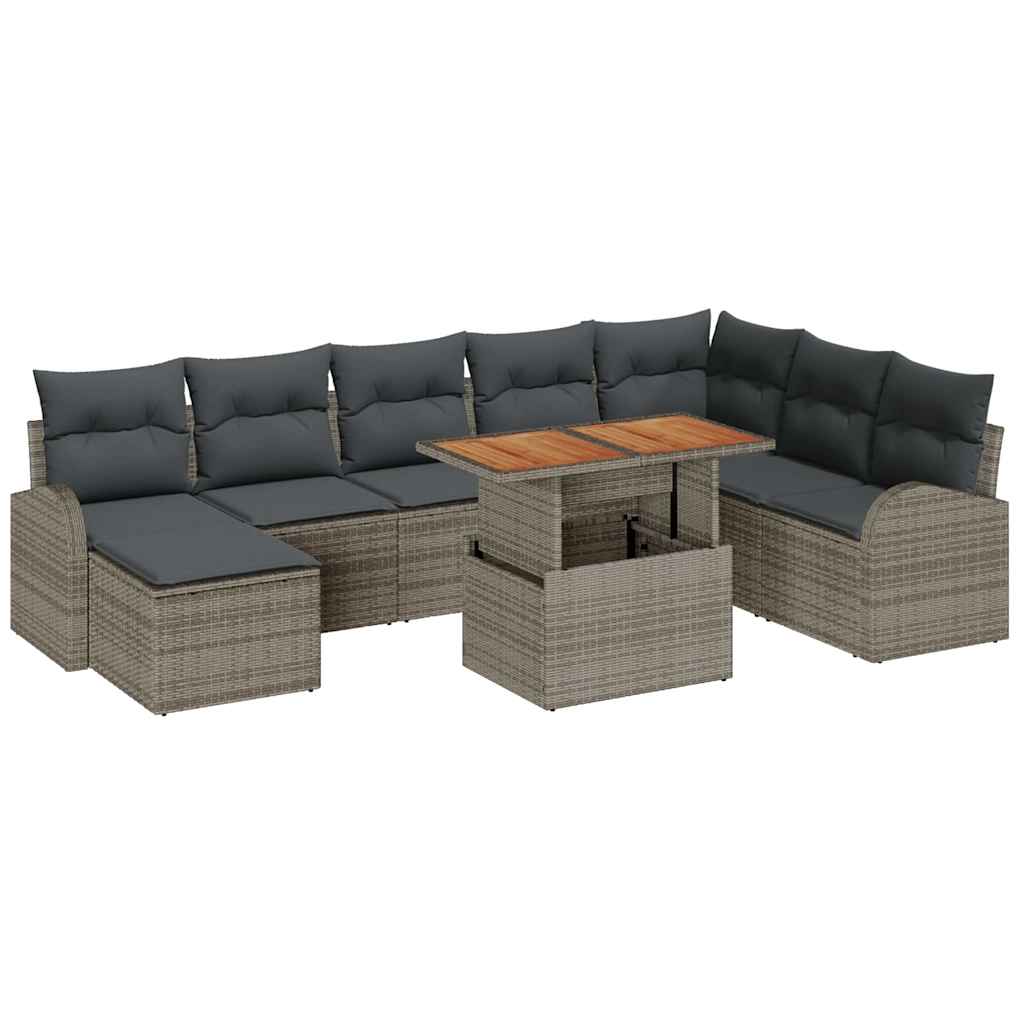 vidaXL Zestaw Sof na Ogród z przechowywaniem 9 pcs Szary Polirattan