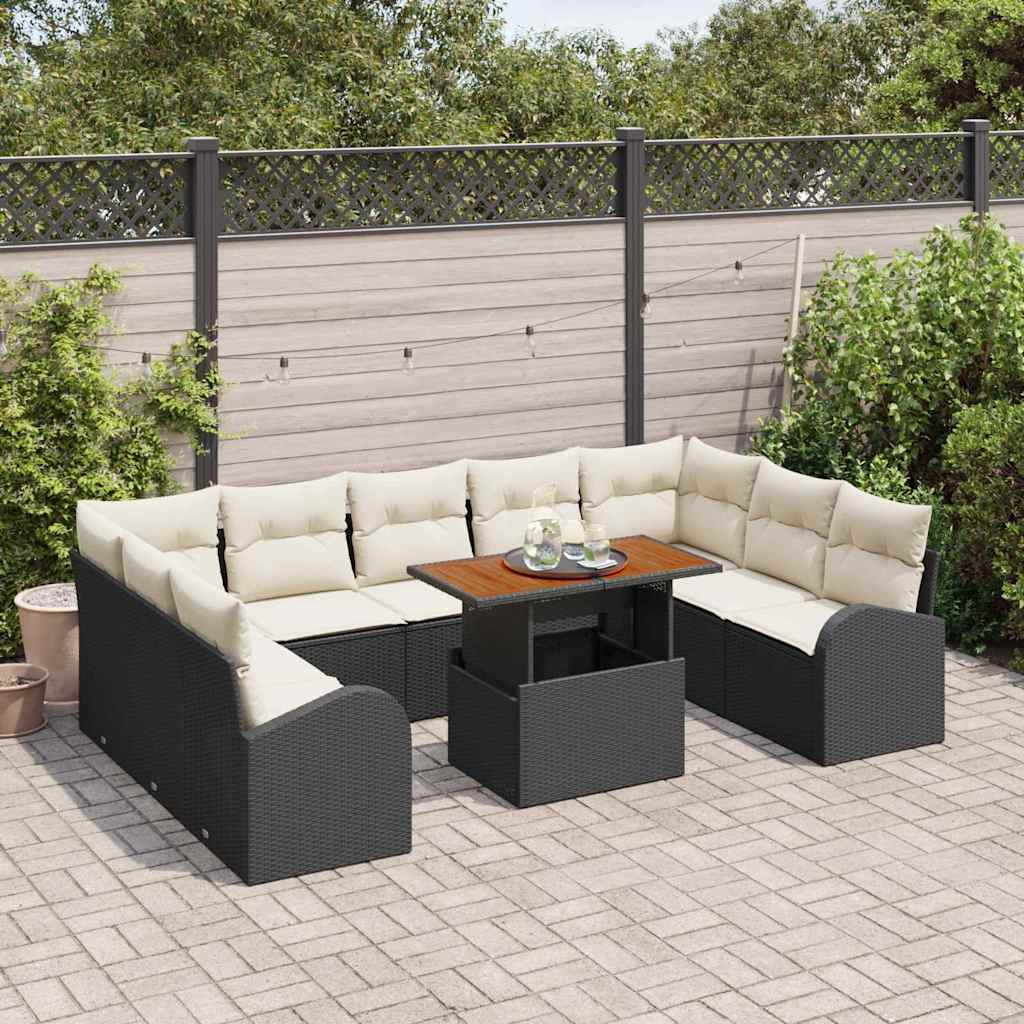 vidaXL Zestaw Sof na Ogród z przechowywaniem 10 pcs Czarny Polirattan