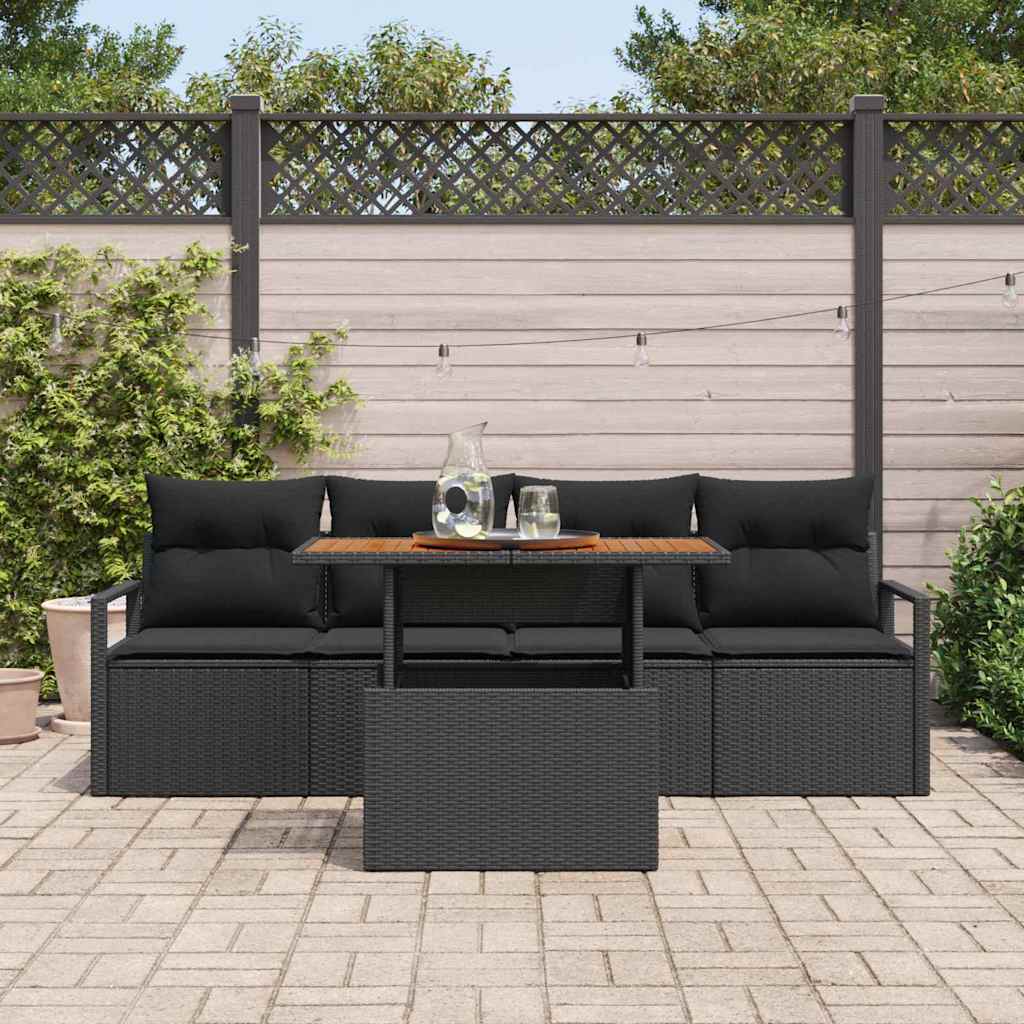 vidaXL Zestaw Sof na Ogród z przechowywaniem 5 pcs Czarny Polirattan