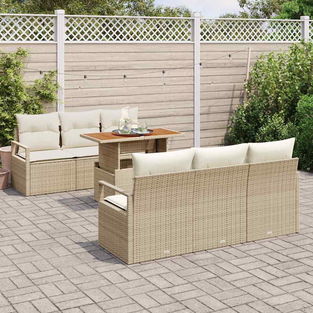 vidaXL Zestaw Sof na Ogród z przechowywaniem 7 pcs Beżowy Polirattan