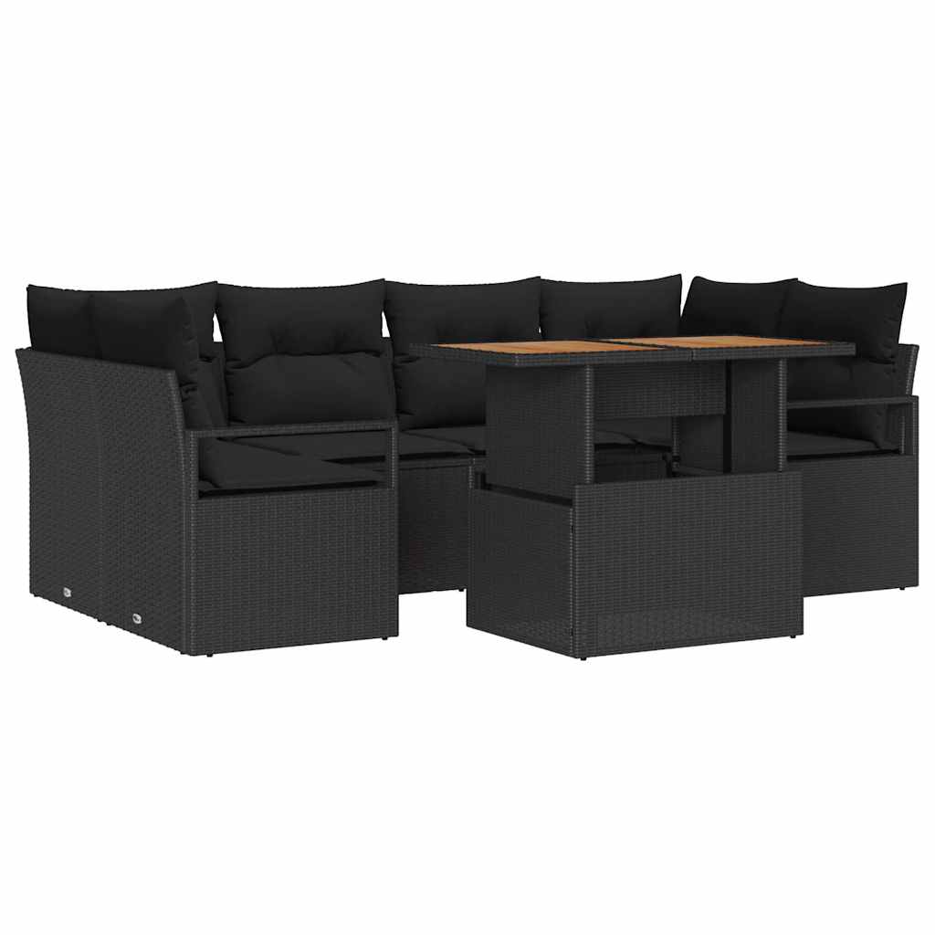 vidaXL Zestaw Sof na Ogród z przechowywaniem 7 pcs Czarny Polirattan