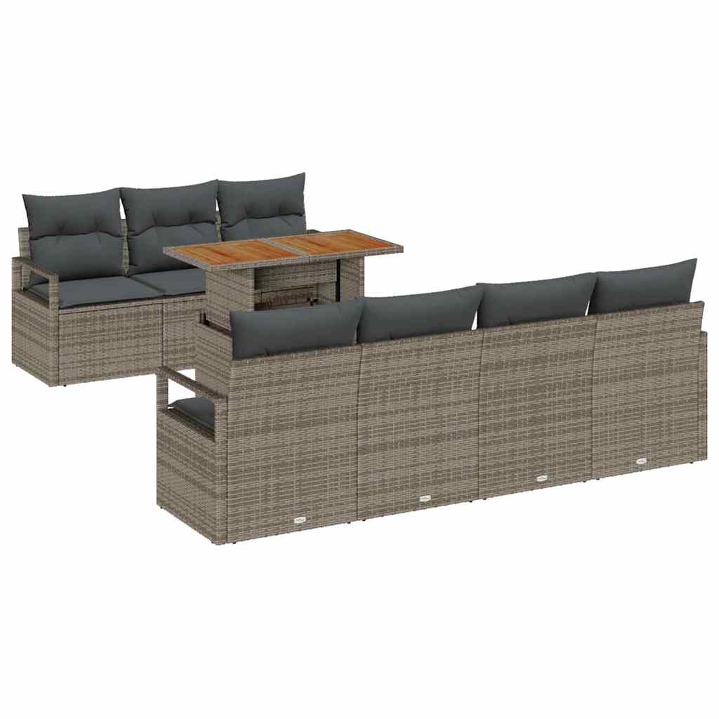 vidaXL Zestaw Sof na Ogród z przechowywaniem 8 pcs Szary Polirattan