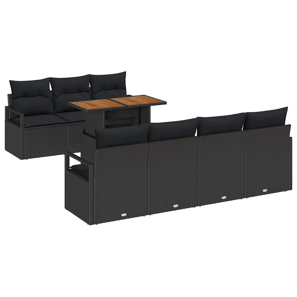 vidaXL Zestaw Sof na Ogród z przechowywaniem 8 pcs Czarny Polirattan
